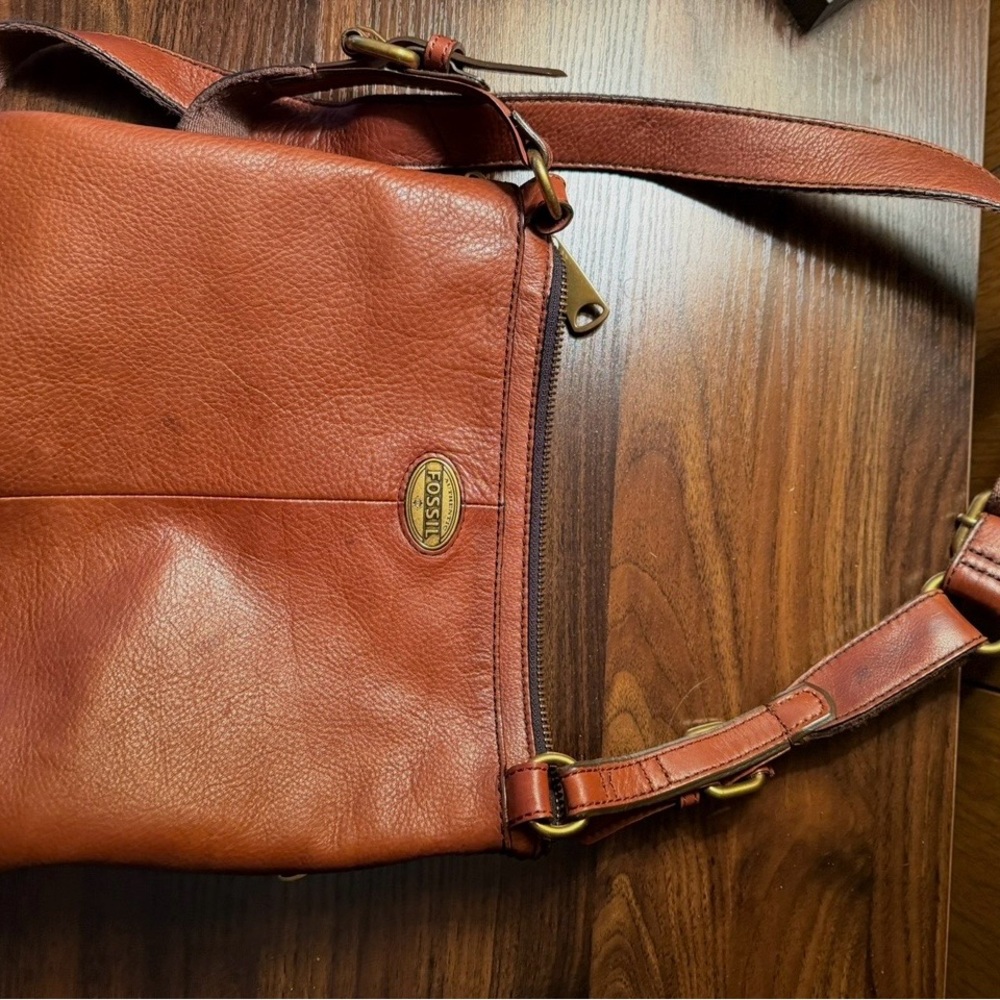 Fossil Tan Leather Shoulder Bag